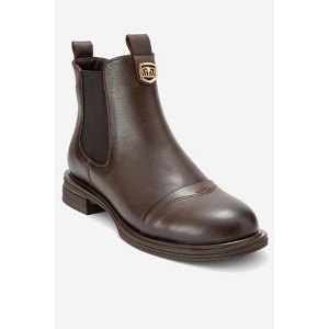 Sidney - Brown Genuine Leather Buckled Elastic Chelsea Boot (Women) | Forever & Always Shoes - 1 of 4