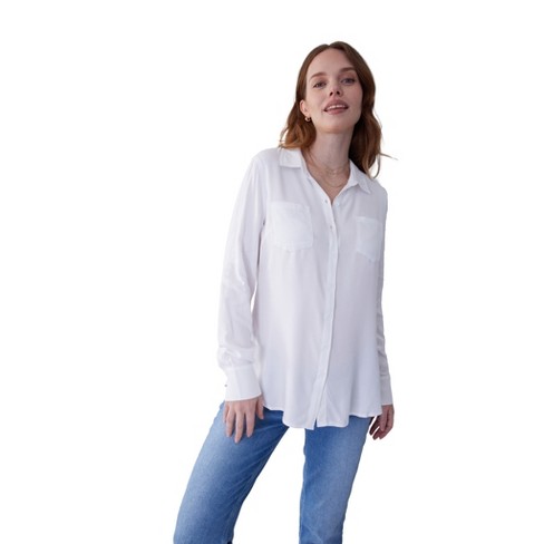 Ingrid & Isabel Maternity Classic Button Up Shirt White Size M : Target