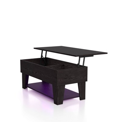 24/7 Shop At Home Nesia 39.37" Modern Lift Top Coffee Table with Led Lights Black