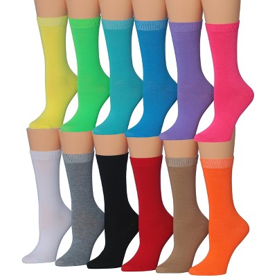 Tipi Toe Women's 12 Pack Colorful Patterned Lightweight Crew Socks