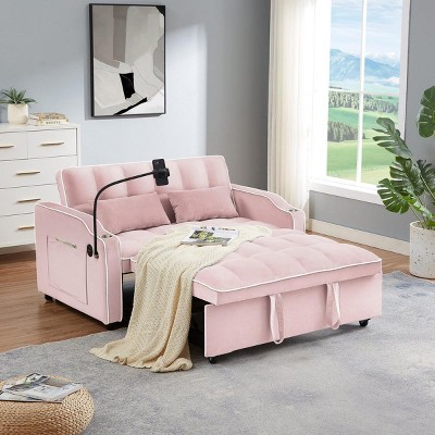 Streamdale Versatile Foldable Sofa Bed with USB and Ashtray (Pink)