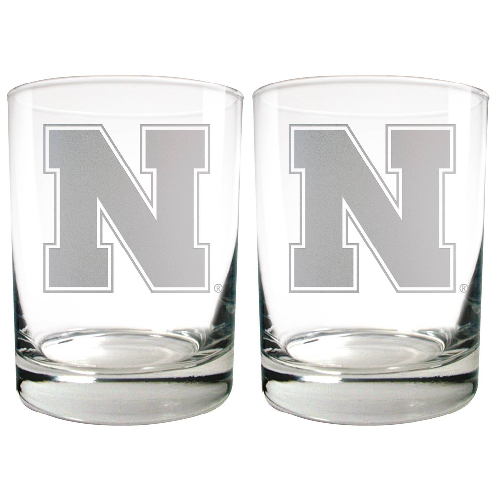 Photos - Glass NCAA Nebraska Cornhuskers Laser Etched Rocks  Set - 2pc: 12oz Drinkware Gift