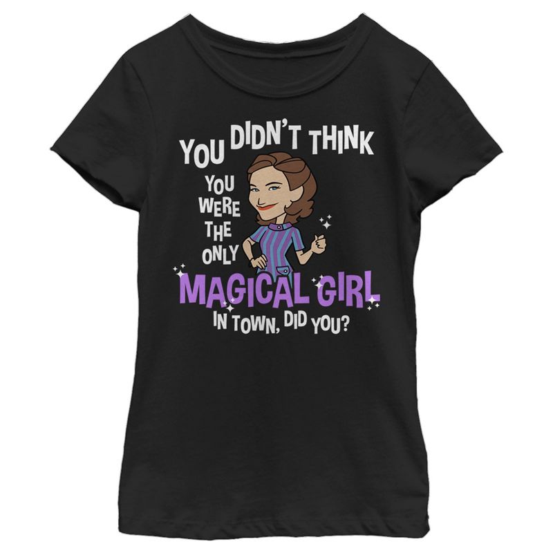 Girl's Marvel WandaVision Animated Agatha Magical Girl T-Shirt, 1 of 5