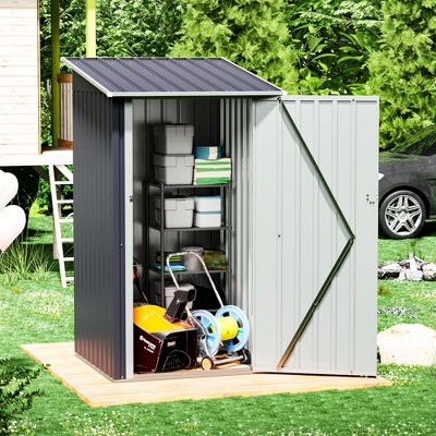 Bencmate Storage Sheds Outdoor Storage Room With All-Weather Design Metal Tool Shed For Backyard, Patio, Lawn, Gray, 44.5"*38.58"*68.9"