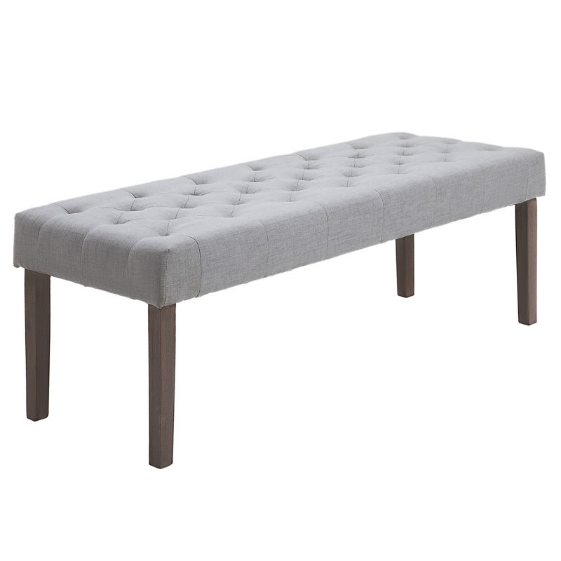 HOMCOM Simple Tufted Upholstered Ottoman Accent Bench with Soft Comfortable Cushion & Fashionable Modern Design, Gray, 4 of 9