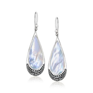 Ross-Simons Mother-Of-Pearl Bali-Style Teardrop Earrings in Sterling Silver - 1 of 3