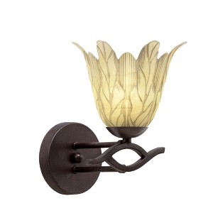 Toltec Lighting Revo 1 - Light Sconce in  Dark Granite with 7" Vanilla Leaf Shade - 1 of 1