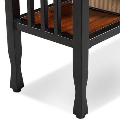Ironcraft Oak and Black Narrow Chairside Table