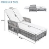 2 Pieces Long Reclining Chaise, Outdoor Wicker Lounge with Armrests, Patio Adjustable Recliner with Soft Removable Cushions - 4 of 4