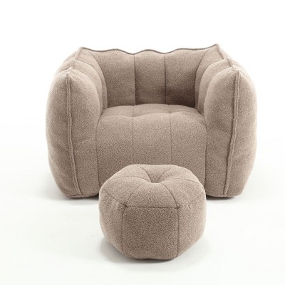 NicBex Bean Bag Chair for Adults Comfortable Square Lazy Sofa with Footstool Floor Chair with High Resilient Foam for Living Room
