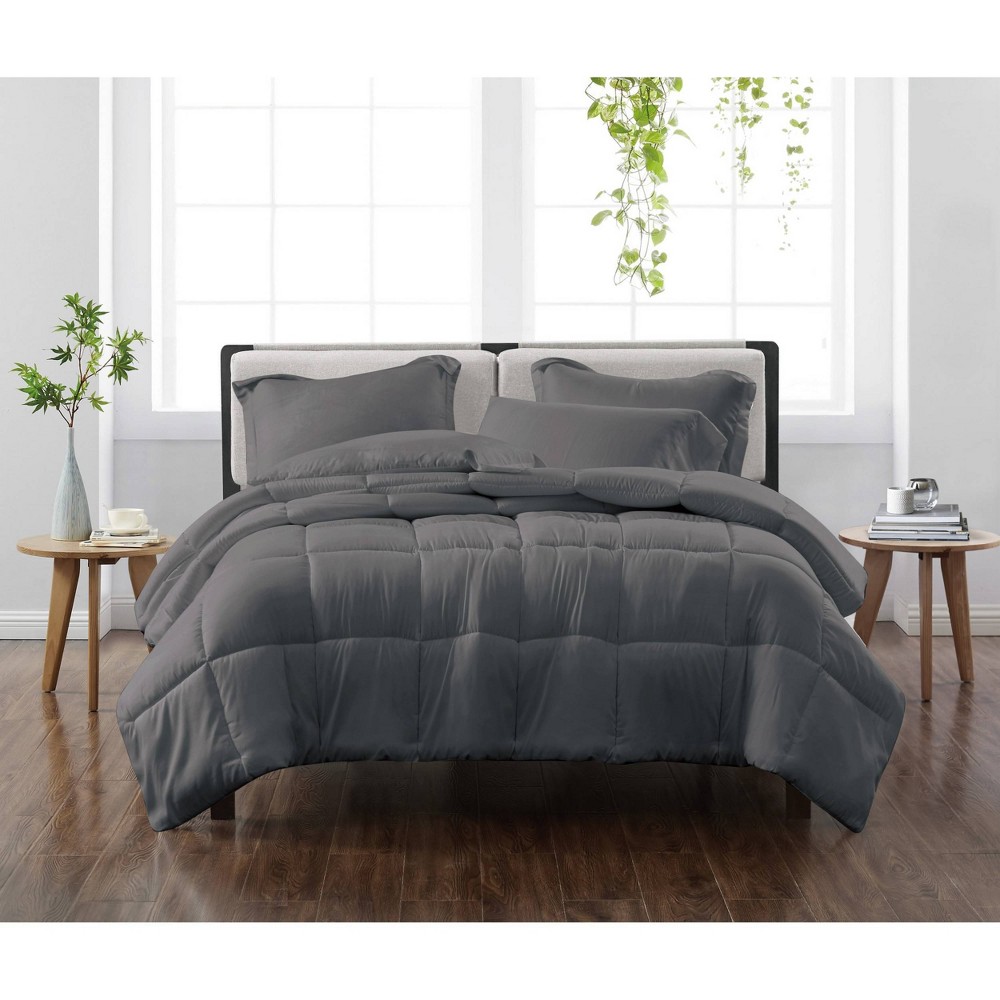 Photos - Duvet King 3pc Solid Comforter Set Gray - Cannon Heritage