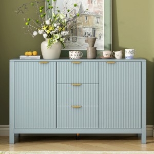KIGFTSOD Entryway Cabinet with Wave Design - 3 Adjustable Shelves, 3 Drawers & Soft-Close Doors, Storage Console Table with Metal Handles - 1 of 4