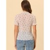 INSPIRE CHIC Women's Bell Sleeve V-neck Floral Ruffled Blouse - 3 of 4