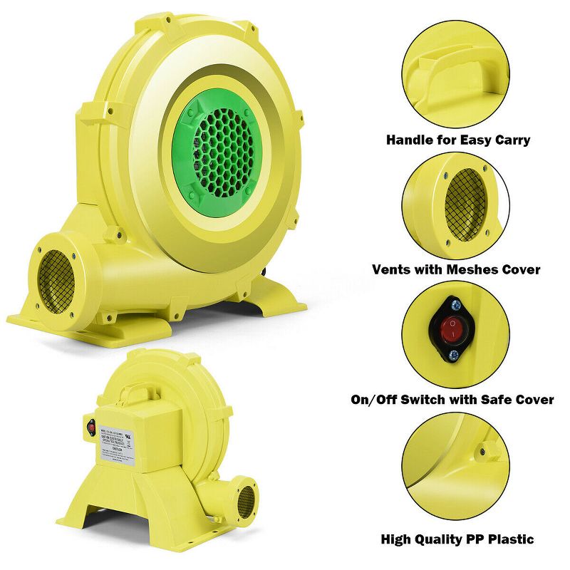 Costway Air Blower Pump Fan 950 Watt 1.25HP For Inflatable Bounce House Bouncy Castle, 5 of 11