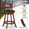 Tangkula Set of 4 360° Swivel Bar Stools Dining Chairs Rubber Wood Leather Padded Seat Brown & Black - 4 of 4
