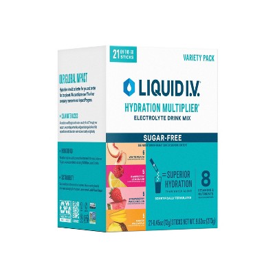 Liquid I.V. Variety Pack Sugar Free Hydration Multiplier Sports Drink - 21ct: Powdered, Non-Caffeinated, Flavored