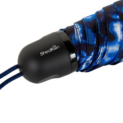 ShedRain Mini Manual Compact Umbrella - Blue Tie-Dye: Shibori Pattern, Telescoping Shaft, Polyester Canvas - image 5