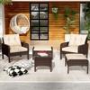 COWLOWN Beige Accented Outdoor Furniture Set, High Back Swivel Chairs, Brown Wicker Sofa for Porch, Backyard - 3 of 4
