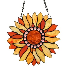 Chloe Lighting Sundance Tiffany-Style Floral Stained Glass Window Panel 11" Height - 1 of 4