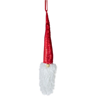 Northlight 11" Red Sequin Santa Head With a Warm Hat Christmas Ornament