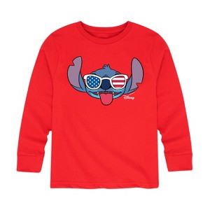 Boys' - Lilo and Stitch - Stitch Flag Glasses Long Sleeve Graphic T-Shirt - 1 of 4