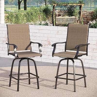 Simple Trending 2, Bar Height Patio Chair,High Top Patio Chairs, Supports 300 lbs (Brown Fabric)