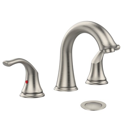 Whizmax Bathroom Faucet, Swan Neck Bathroom Faucets for Sink 3 Hole, 8 Inch Bathroom Faucet with Pop up Drain and Water Lines, Brushed Nickel