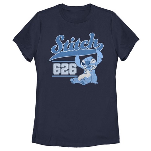 Women's Lilo & Stitch Navy Collegiate 626 T-shirt : Target