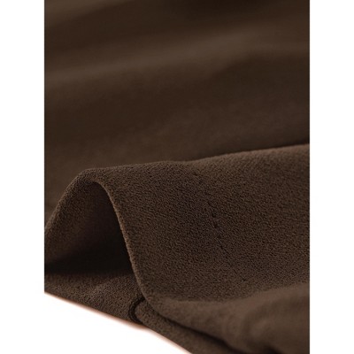 INSPIRE CHIC Women's Regular Fit Notched Lapel Ruched Sleeve Business Crop Blazer X-Small Dark Brown — фото 5