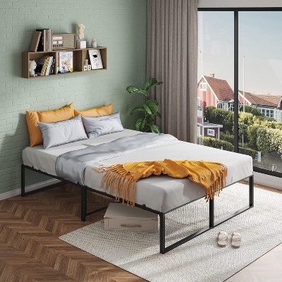 Twin Size Bed Frame, Metal Twin Bed Platform Frame 14 Inch with 3 in 1 Steel Support, No Box Spring Needed Easy to Assemble Black Sturdy Bedframe