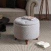VYNXARIA Round Ottoman storage stool with Cover Lid,Decorate the living room and bedroom with round teddy fleece storage Ottoman (Grey) - 3 of 4