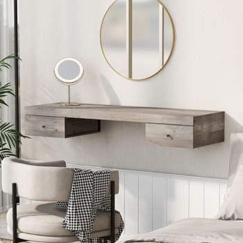 Yami 47.2" Wall-mounted Vanity Desk,Floating Vanity Shelf with Drawers, Dressing Table With Wooden Sticker,Floating Shelf with Drawer-Maison Boucle