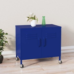 VidaXL Storage Cabinet Navy Blue 23.6"x13.8"x22" Steel - 1 of 4