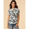 Allegra K Women's Ruffle Tie V-Neck Casual Smocked Short Sleeve Floral Top - 3 of 4