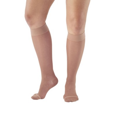 Ames Walker AW Style 16 Sheer Support 15-20 mmHg Compression Knee High  Stockings Lt. Nude Xlarge