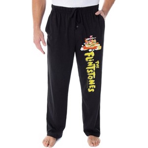 The Flintstones Men's Vintage Cartoon Characters Loungewear Pajama Pants Black - 1 of 3
