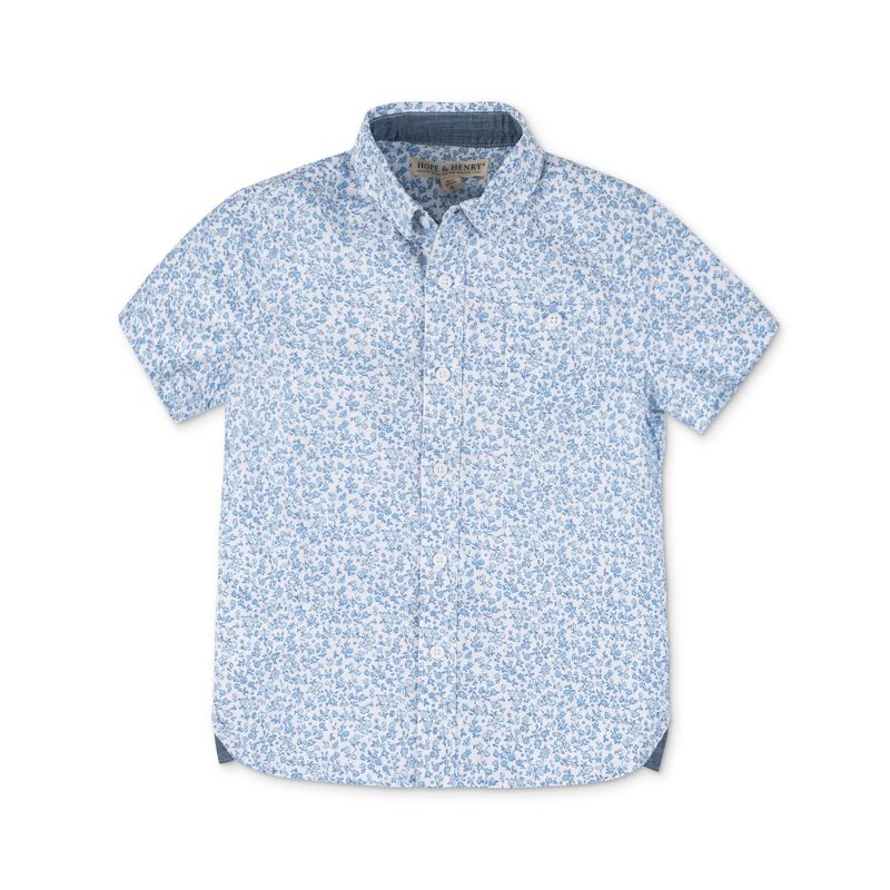 Hope & Henry Boys' Linen Short Sleeve Button Down Shirt, Kids, 1 of 8