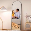 MAYEERTY Aluminum Full-Length Mirror 57x20in, Black, Arch Shape, Tempered Glass, With Stand - 3 of 4