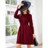 Women Long Sleeve Knitted Crewneck High Waist A-Line Cute Mini Sweater Dress - 2 of 4