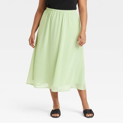 Women's Sheer Maxi A-Line Skirt - A New Day™ Green 4X