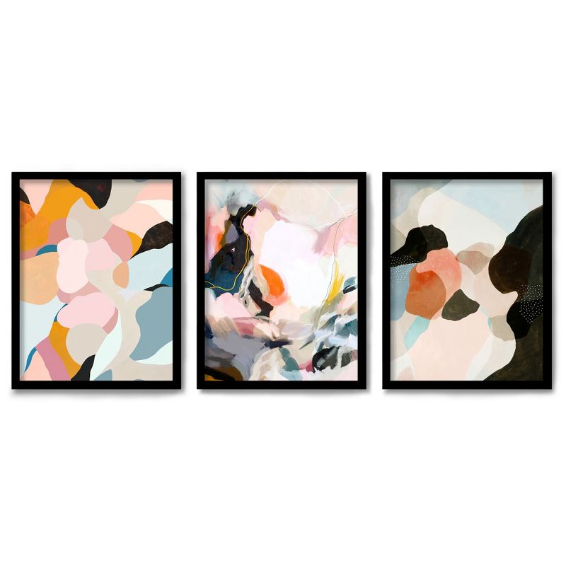Americanflat Abstract (Set Of 3) Triptych Wall Art Peachy Paintings By Louise Robinson - Set Of 3 Framed Prints, 1 of 7