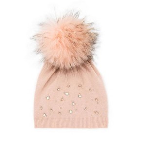 Gender Neutral Wool Hat With Rhinestones With Pom - Maniere - 1 of 3