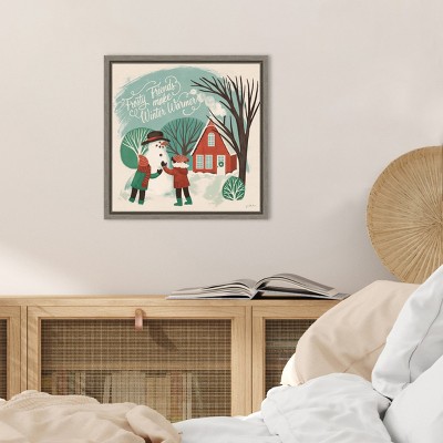 Winter Bliss Snowman Canvas Print with Greywash Frame