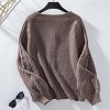 Coolmee Women's Open Front Cardigan Fall Chunky Kint Button Down Sweaters Oversized Long Lantern Sleeve Winter Coats - 3 of 4