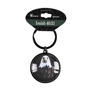Dicksons KC-809 Majestic Eagle Black and Grey .75 x .75 Inch Zinc Alloy Fob Holder Keychain Ring Accessory - 1 of 2