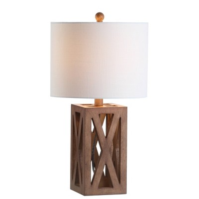 21.5" Wood Stewart Table Lamp (Includes LED Light Bulb) Brown - Jonathan Y