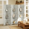 HOMCOM 6 Panel 67" Tall Wood Privacy Screen Room Divider with 3 Display Shelves, and Folding Storage for Bedroom or Home Office, Distressed White - 3 of 4