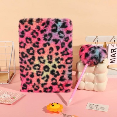 Paaaawaters Leopard plush notebook A5 diary can be used for study and office suitable for gifts for girls sweet cool style