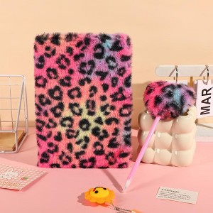 Paaaawaters Leopard plush notebook A5 diary can be used for study and office suitable for gifts for girls sweet cool style - 1 of 4
