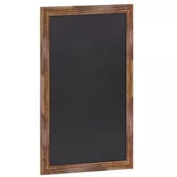 Emma and Oliver Torched Brown 24"x36" Framed Decorative Wall Hanging Chalkboard with Magnetic Surface for Weddings, Parties, Showers and More